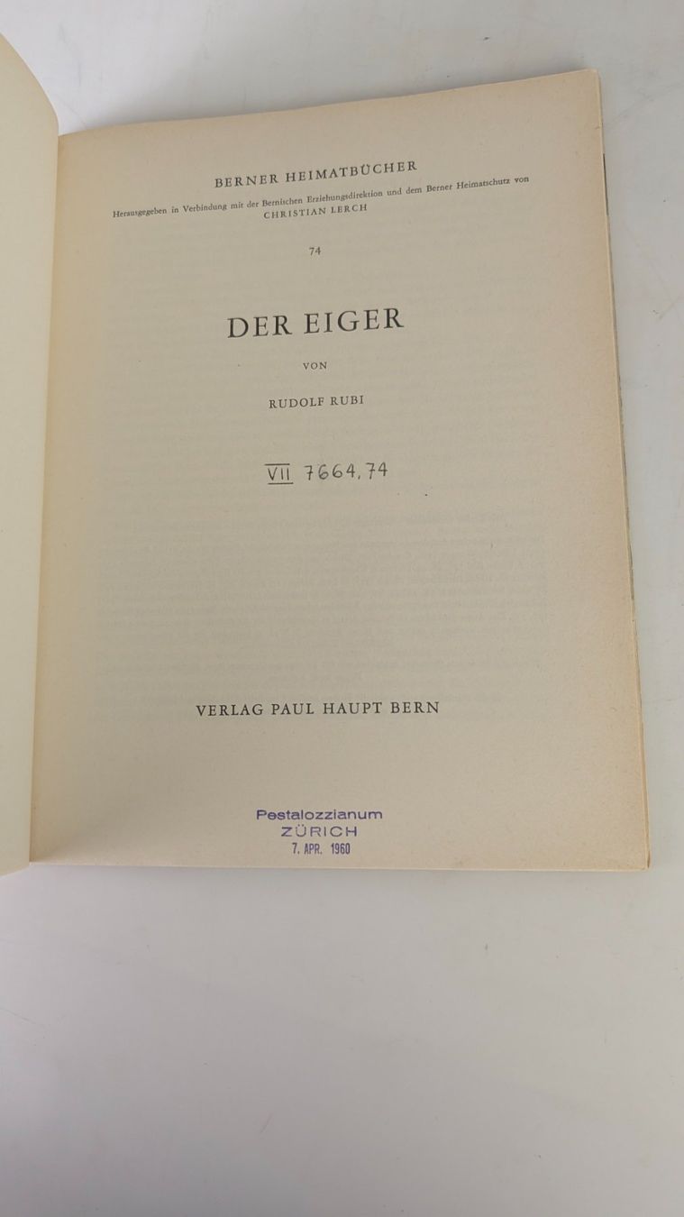 Bücher: Berner Heimatbücher: Der Eiger 1959 – Gebraucht aus Zürich von axolottchen 3