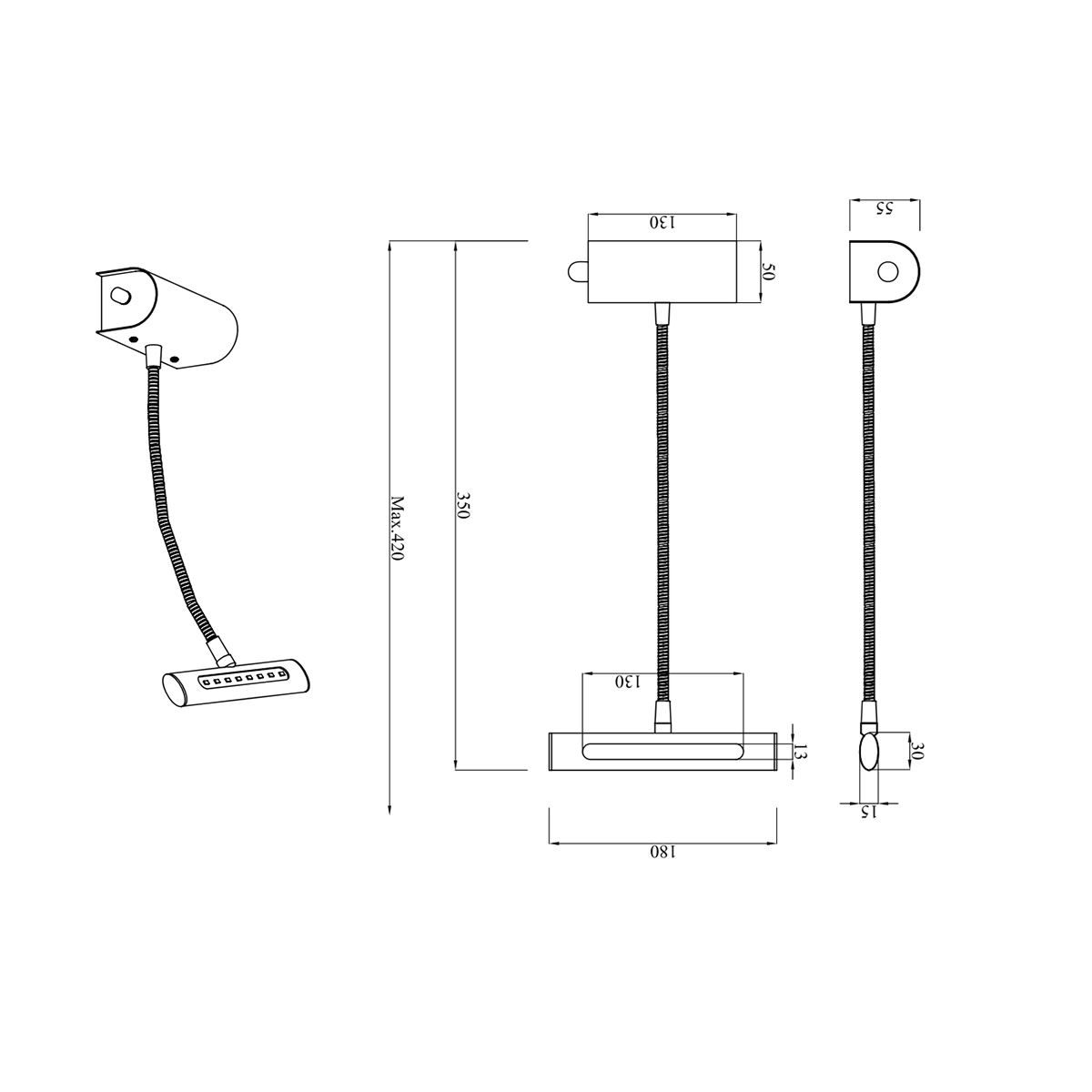 Lampade: LED Wandleuchte, Dimmer, 35 cm x 18 cm – Nuovo (secondo la descrizione) da Kreuzlingen venduto da Smart-Light 3