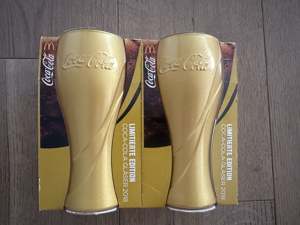 Bicchieri: Coca-Cola Gläser Gold 2018 – Nuovo e nell'imballaggio originale da Altendorf venduto da Quietwater