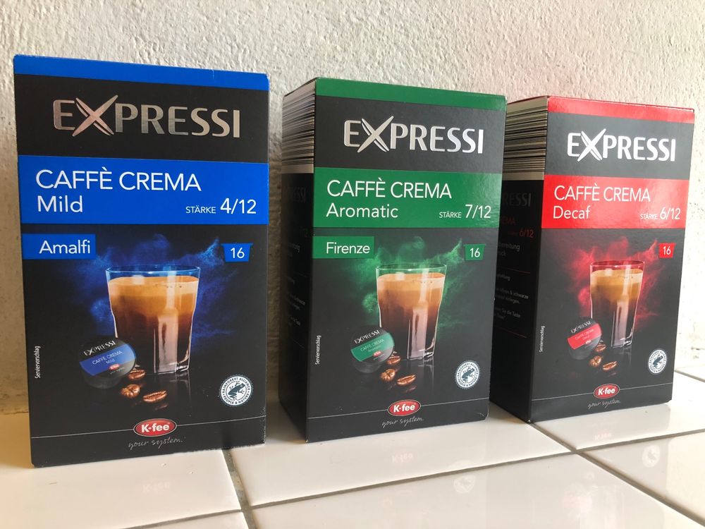 Kaffee Kapseln Expressi Caffè Crema, 3 Sorten je 16 Stk. (Neu und ...