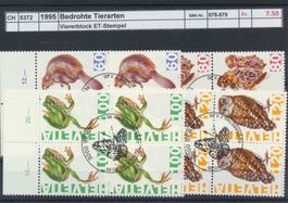 1995 "Bedrohte Tierarten", Viererblock, gestempelt
