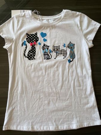 T-shirt with shiny cats (M)
