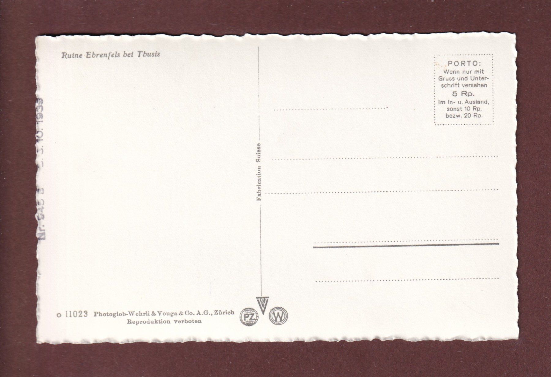 Cartoline postali: RUINE EBRENFELS bei Thusis – Usato da Pully venduto da nicecards 1