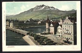 AK Luzern, Teilansicht mit Pilatus, 1910