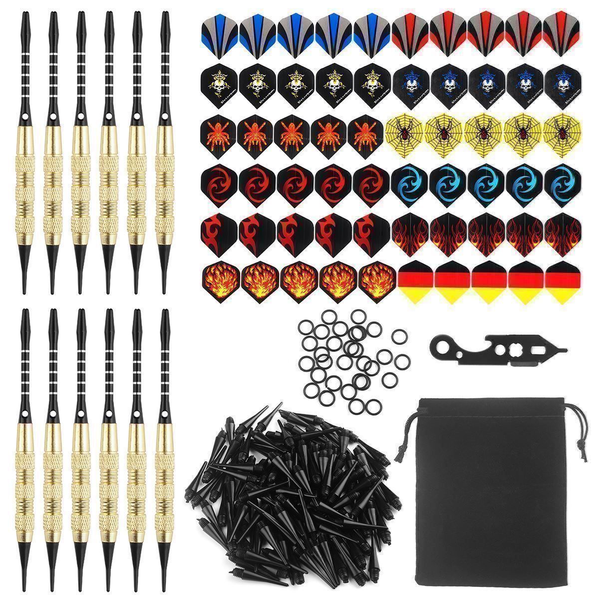 Freccette: 12pcs Dartpfeile Set mit Kunstoffspitzen – Nuovo (secondo la descrizione) da Thun venduto da thunshop 1