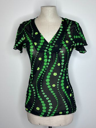 Vintage Mesh T-Shirt with Floral Print