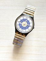 Swatch Uhr  weiss-blau Metallband gebraucht