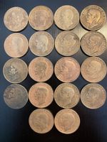 Royaume d’Italie, lot de 18 pcs de 10 cts 1920 a 1937 cuivre
