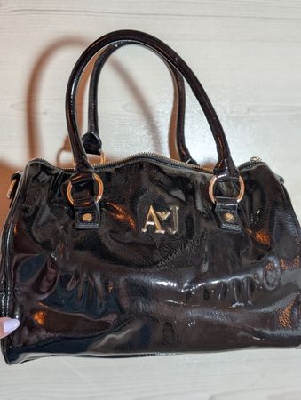 Sac à main Armani Jeans noir verni - comme neuf!