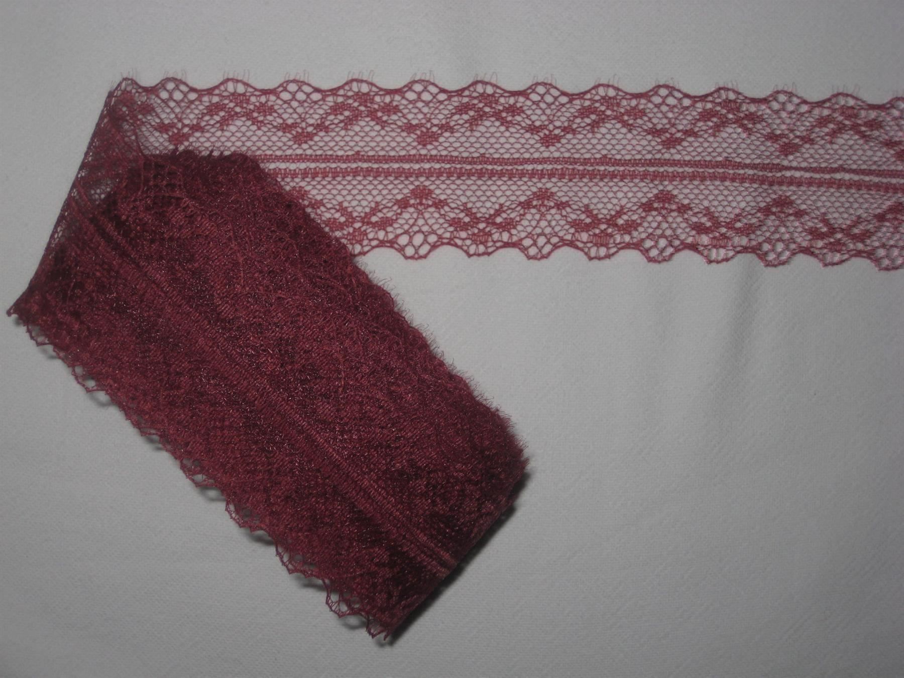Nastri decorativi: Spitzenband Polyamid dunkelrot 4cm breit – Nuovo e nell'imballaggio originale da Füllinsdorf venduto da Schlupp