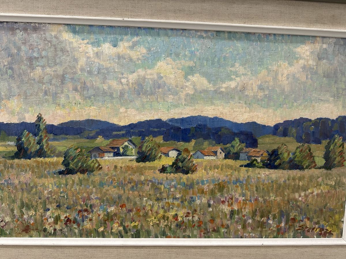 Tableaux: Gemälde Sommerwiese mit Häusern Landschaft – D'occasion à Ebikon par Gaenggeliwaar 1