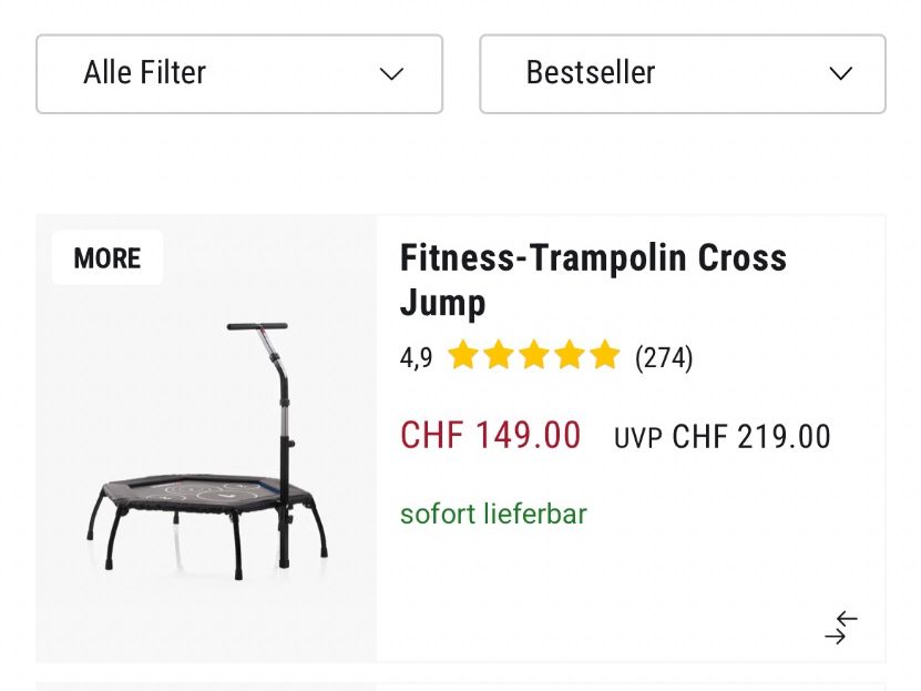 Trampoline: Hammer Fitness-Trampolin Cross Jump – Gebraucht aus Sirnach von Motorbiene007 1