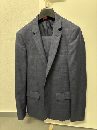Herren Anzug Bruun & Stengade Gr. 48 Karomuster dunkelblau