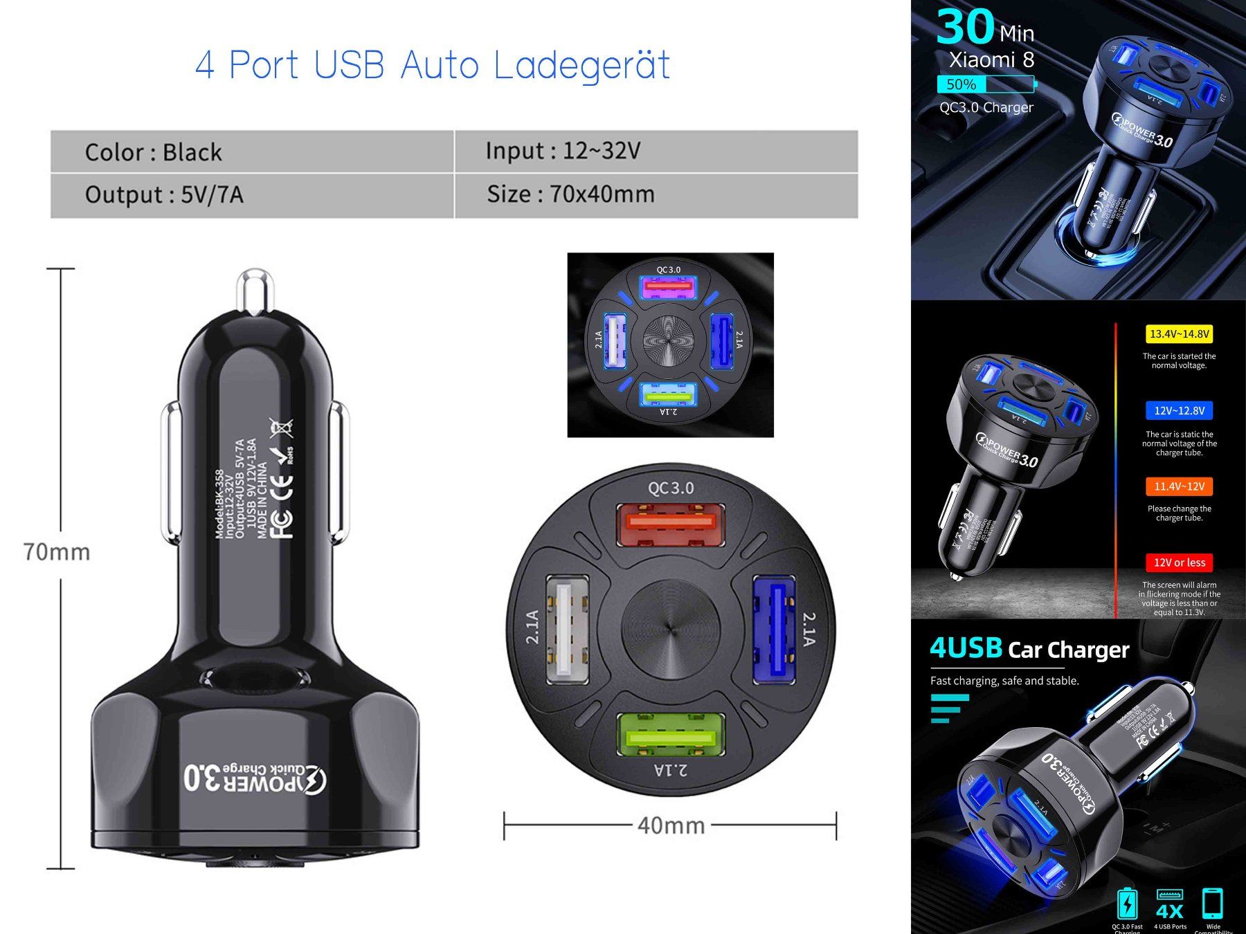 Caricabatterie: 4 Port USB Auto Ladegerät – Nuovo (secondo la descrizione) da moosseedorf venduto da RTN10