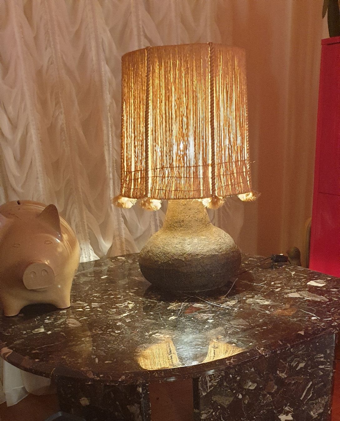 Lampade: Steingut grosse Tischlampe mit Sisal Vintage – Usato da Zürich venduto da bre_22v9 2