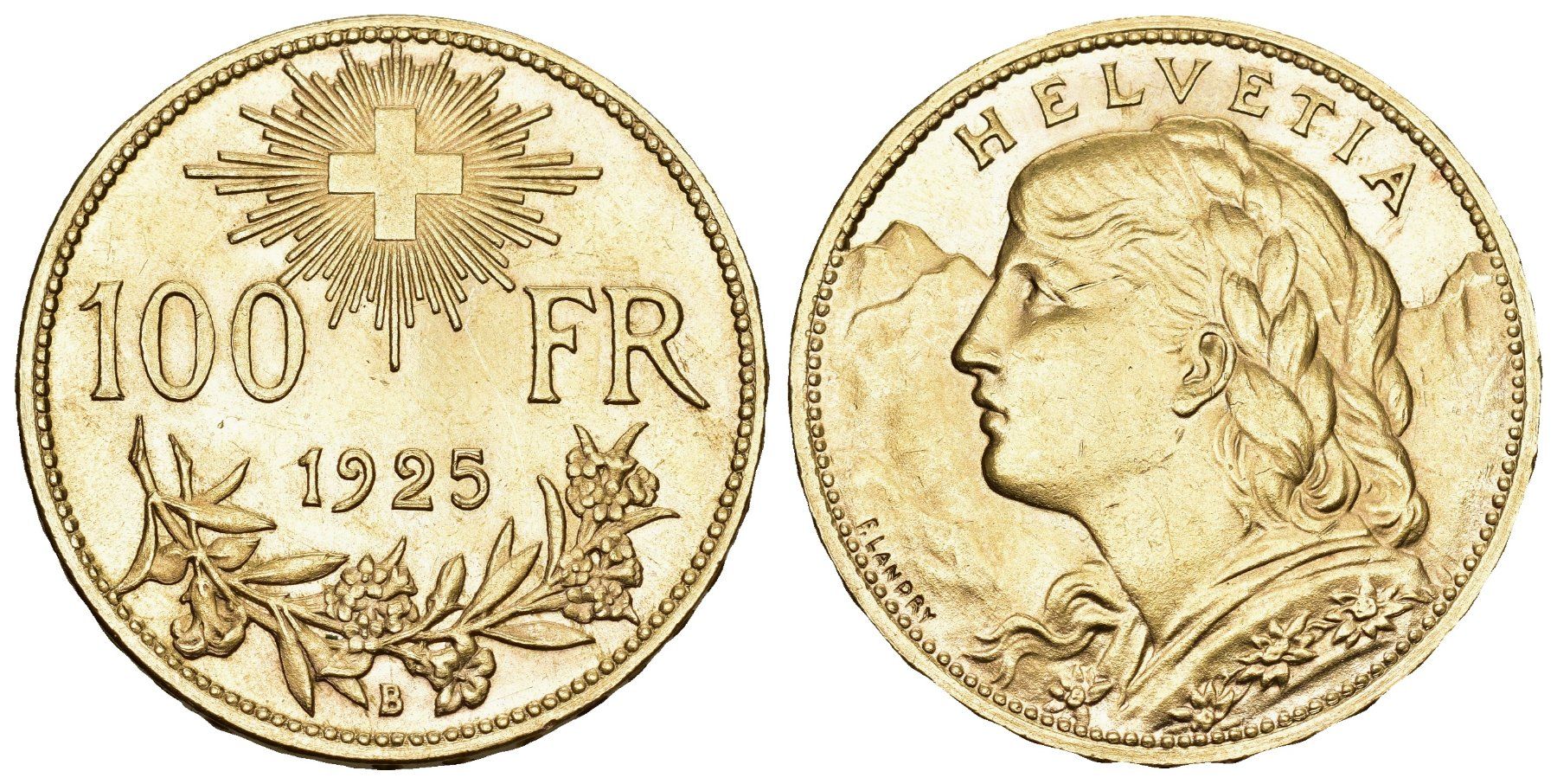 Tutti le monete: Schweiz 1925 100 Franken – Usato da Bern venduto da numismatictops