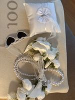 Hochzeit Dekoration Ringkissen Brille Blumen NEU 3 Teilig