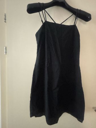Kleid Schwarz Damen Grösse 36 H&M Leinenmix guter Zustand