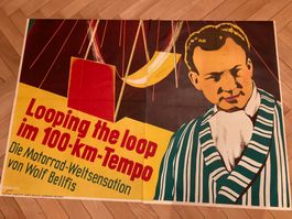Original-Zirkusplakat 1956: Looping the Loop im 100-km-Tempo