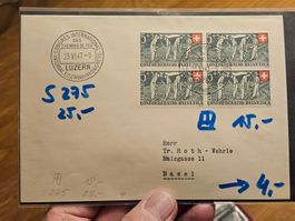 Brief 1947, Sonder-o Luzern, Int. Eisenbahnerkongress 3.--