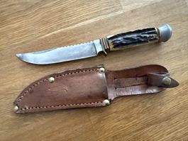 Jagdmesser Hirschhorn mit Scheide Antikes Messer
