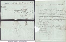 VORPHILA Faltbrief Fürstentum Serbien 1858 Lot E
