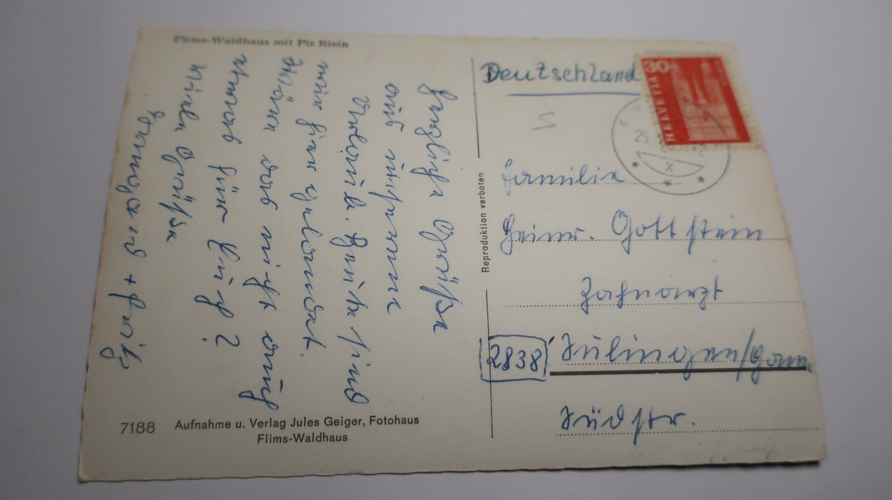 Cartoline postali: Flims-Waldhaus mit Piz Riein – Usato da Cormoret venduto da Pascalll2001 3