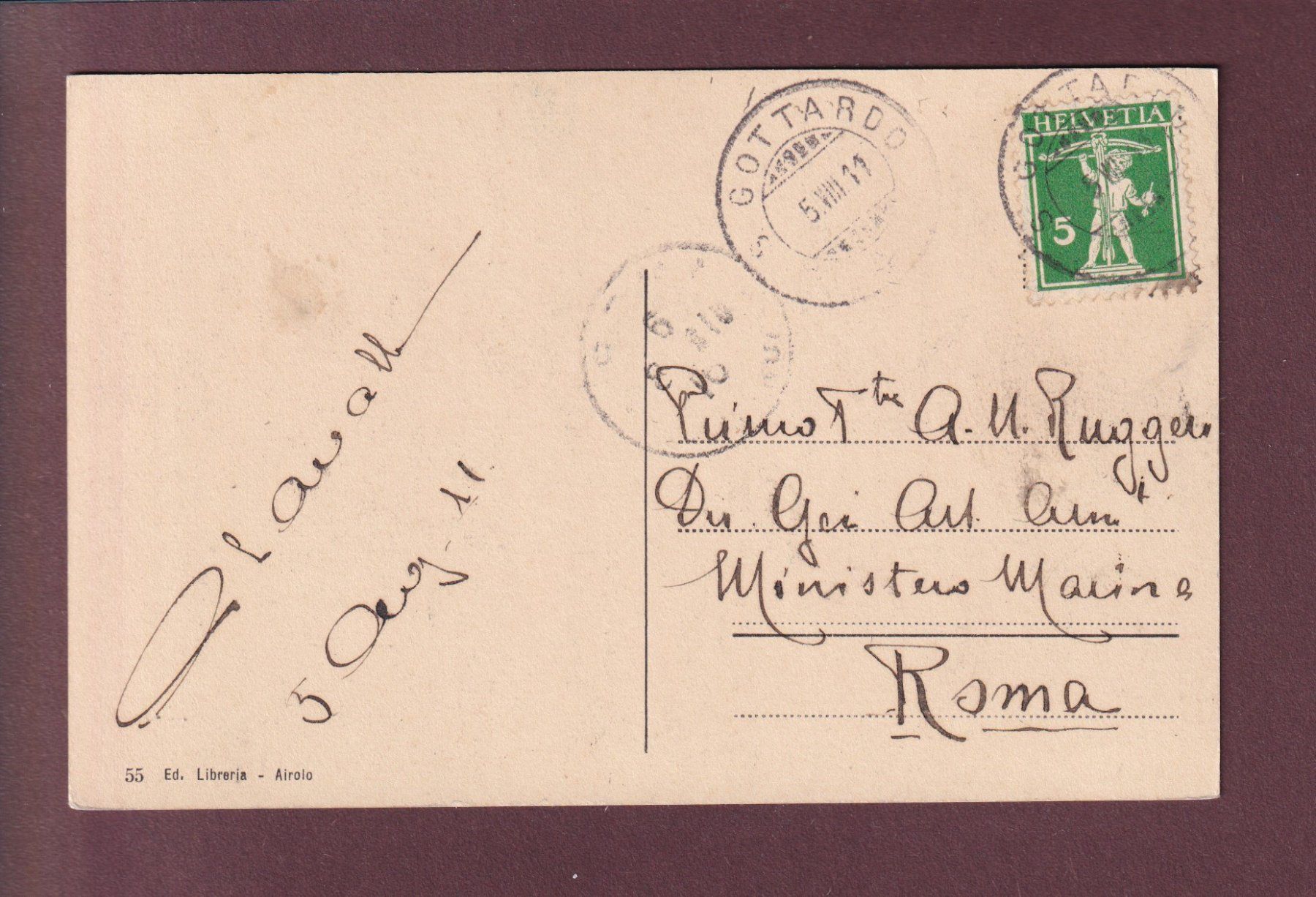 Cartoline postali: GOTTHARD HOSPIZ - 1911 – Usato da Pully venduto da nicecards 1
