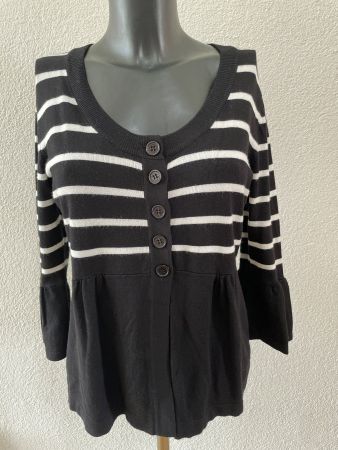 ONE TOUCH Strickjacke im Marinelook schwarz/weiss Gr. 36