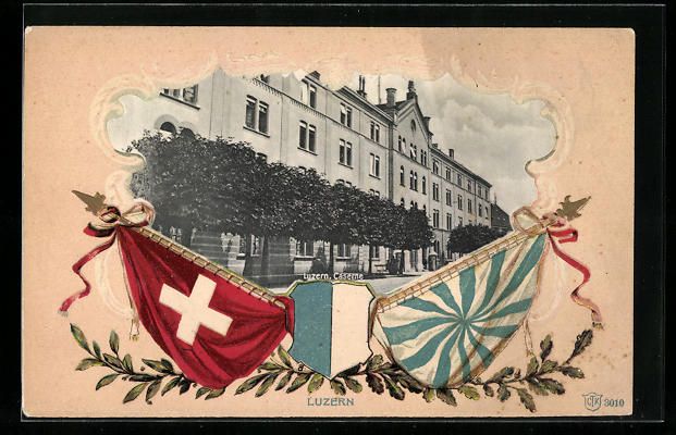 Ansichtskarten: Passepartout-Lithographie Luzern, Casern – Gebraucht aus Berlin von bartko-reher