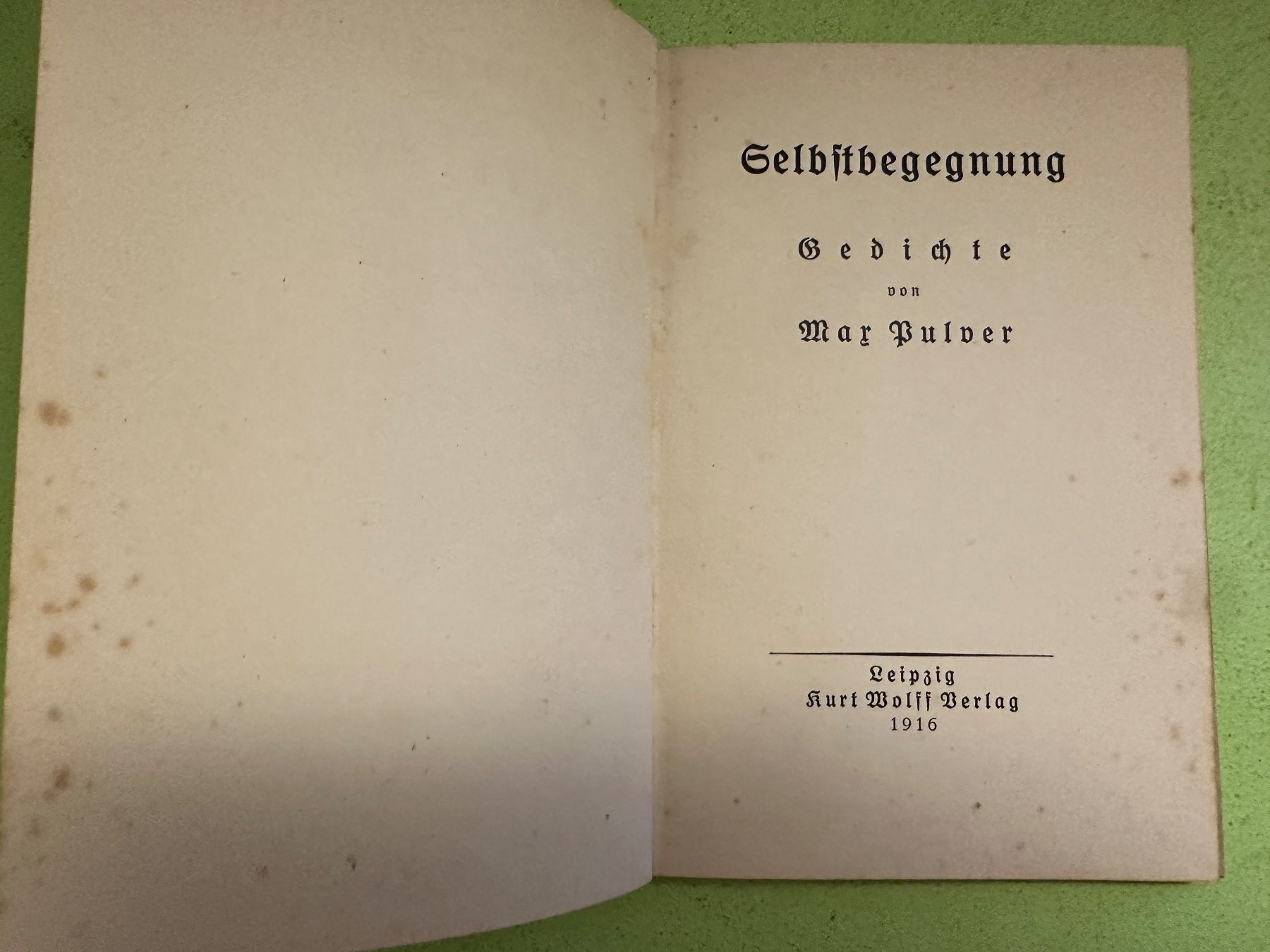 Bücher: Max Pulver: Selbstbegegnung. EA 1916 – Gebraucht aus Zürich von allp 1