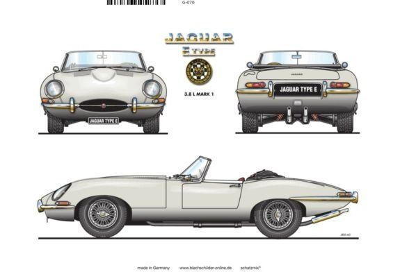 Insegne: Blechschild-JAGUAR E TYPE 3,8 L MARK 1 – Nuovo e nell'imballaggio originale da Rupperswil venduto da big-one-sale