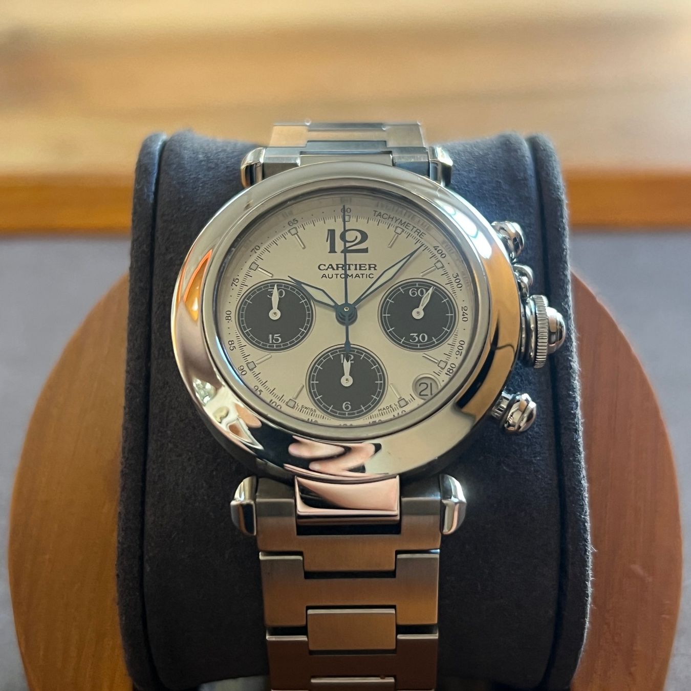 Cartier Uhren: Cartier Pasha C Chronograph Automatic W31048M7 – Gebraucht aus Carouge GE von Watchaser