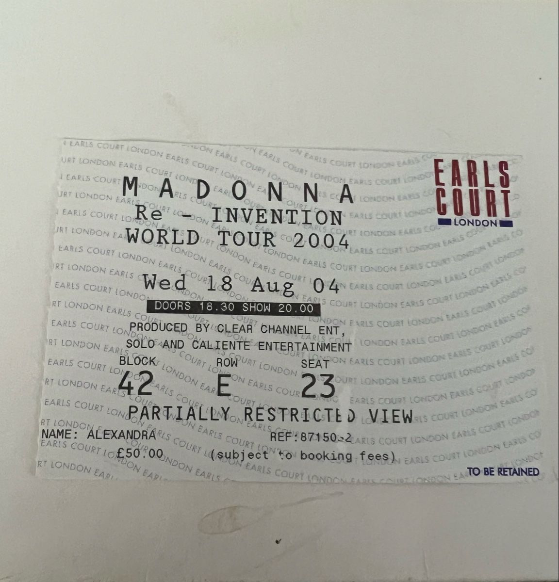 Biglietti: Ticket Original Madonna – Usato da Le Lignon venduto da Aladdin67