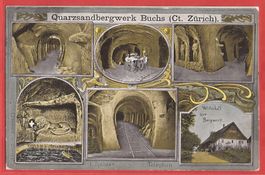 Buchs ZH Quarzsandbergwerk mit Wirtschaft zum Bergwerk 1912