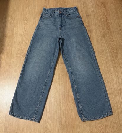 H&M Wide Leg Jeans blue high waist