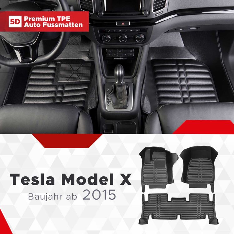 5D Premium Auto Fussmatten TPE Set für Tesla Model X ab 2015