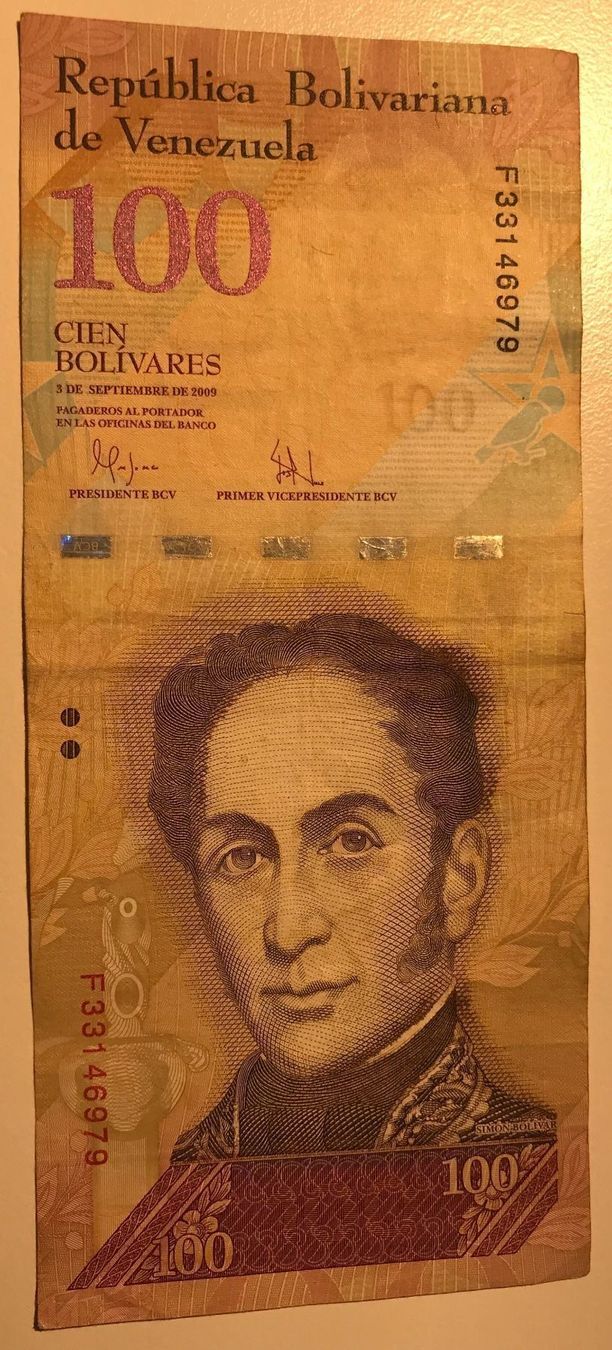 Banknoten: Venezuela 100 Bolivares 2009 – Gebraucht aus Algetshausen von Carrhard