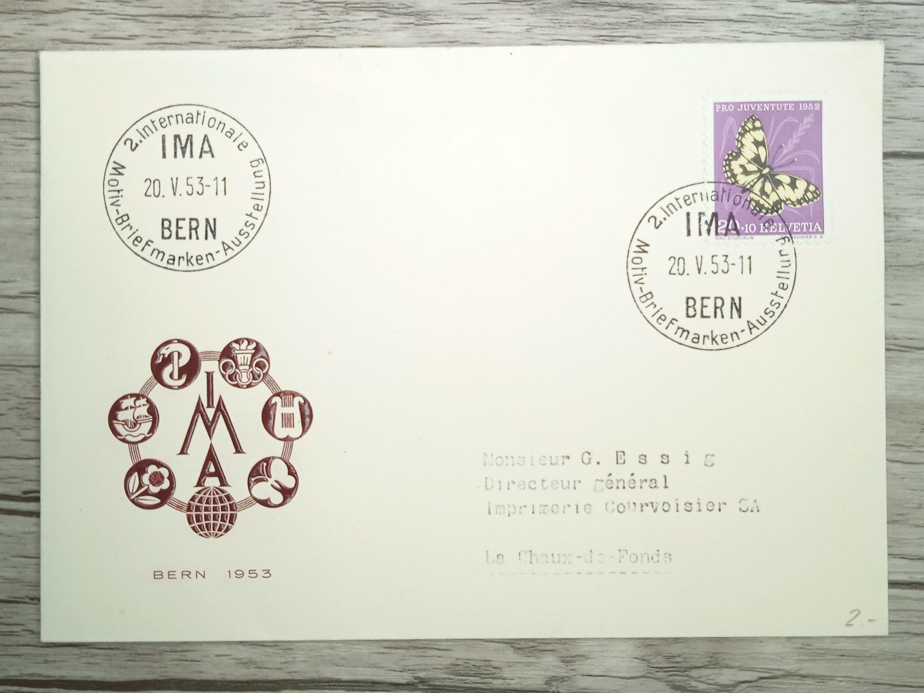 Tutti i francobolli: TR87 Enveloppe + Timbre Suisse 1953 – Usato da Cousset venduto da Patrick_Collections
