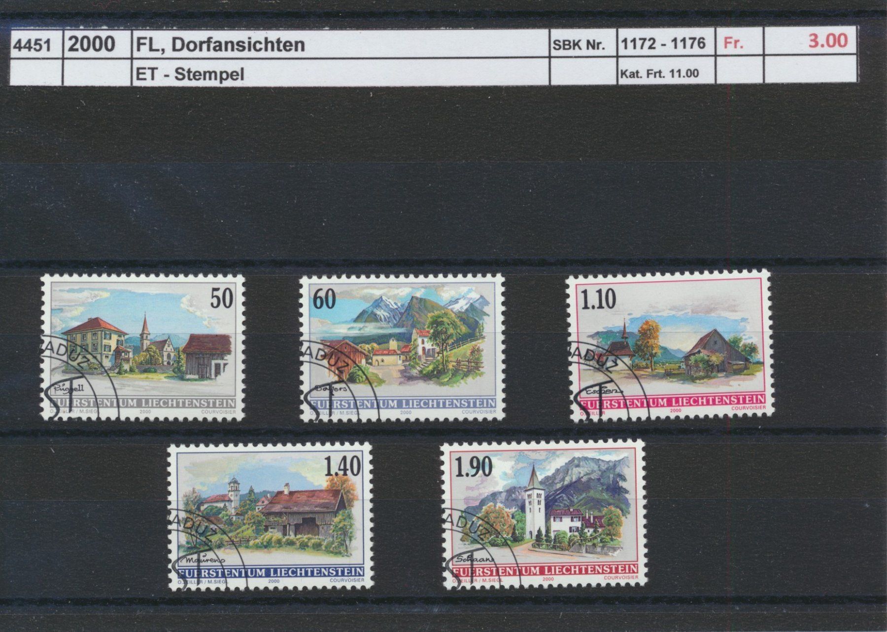 Tutti i francobolli: 2000 FL, "Dorfansichten", ET - Stempel – Usato da Winterthur venduto da Zupogeru