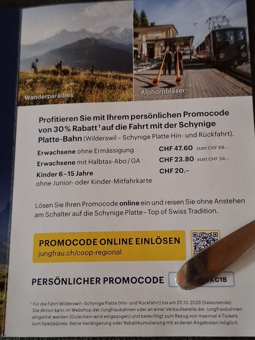 Buoni: Schynige Platte Coop Rabatt 30% auf Bahnfahrt mit Code – Nuovo (secondo la descrizione) da Zuchwil venduto da bvj_5t82 2