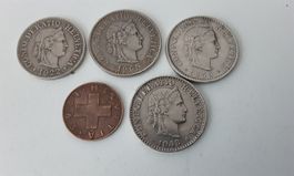 Schweizer Münzen 10 Rappen, 20 Rappen, 1 Rappen