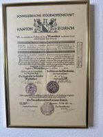Original Heimatschein Kanton Zürich, Winterthur 1956