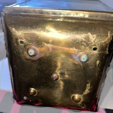 Lampade: Messing Laterne, Glas Windlicht mit Sternenmuster 💫 – Usato da Lutzenberg venduto da Truhe 3