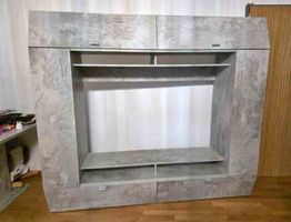 Media- TV Wand, grau Betonoptik