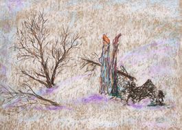Pastell Zeichnung: Winterlandschaft