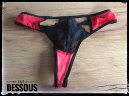 Verführerischer Damen-String, Rot-Schwarz mit Spitze 🟡M🟡