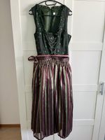 Dirndl lang grün mit grün-rosé Schürze, Grösse 44