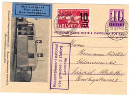 Entier postal de Lausanne BPA A8 pour Zürich le 18.IV.37