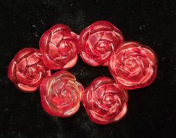 Rosen Knöpfe, Rot, 6 Stk ,Neu!